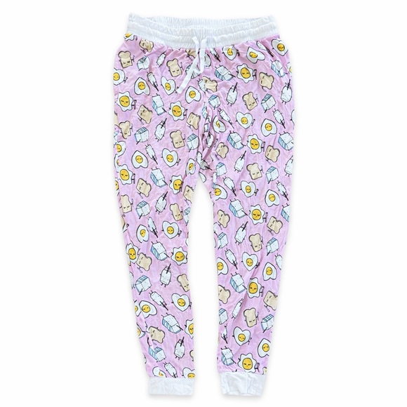 Little Sleepies Women’s Pajama Pants Sm Pink Breakfast Eggs Milk Bamboo Lounge - Picture 4 of 6